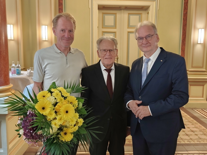 Jan Schur, Täve Schur und Ministerpräsident Dr. Reiner Haseloff