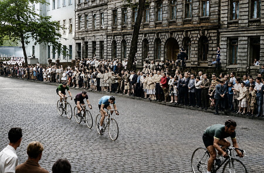 Radrennen in der Hegelstraße zu DDR-Zeiten